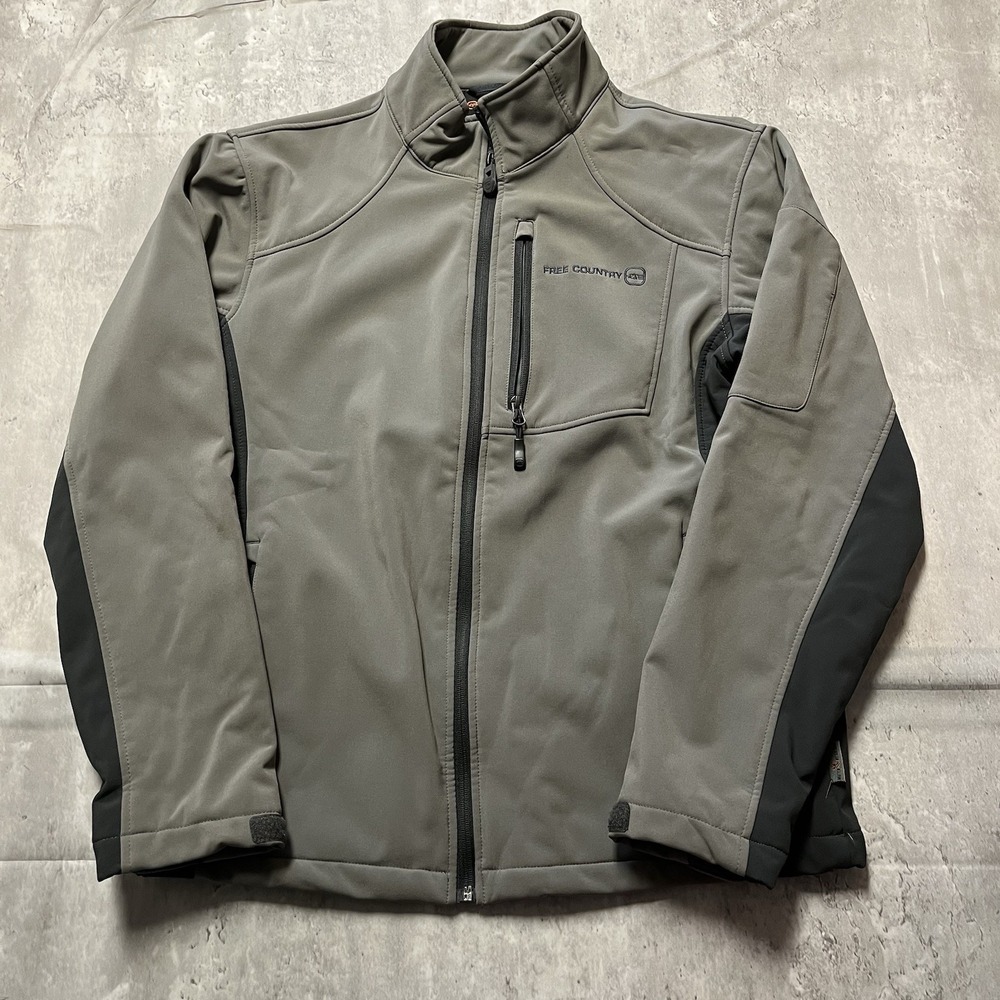 FREE COUNTRY Soft Shell Fleece Lined Jacket Coat Black Gray Sz Small